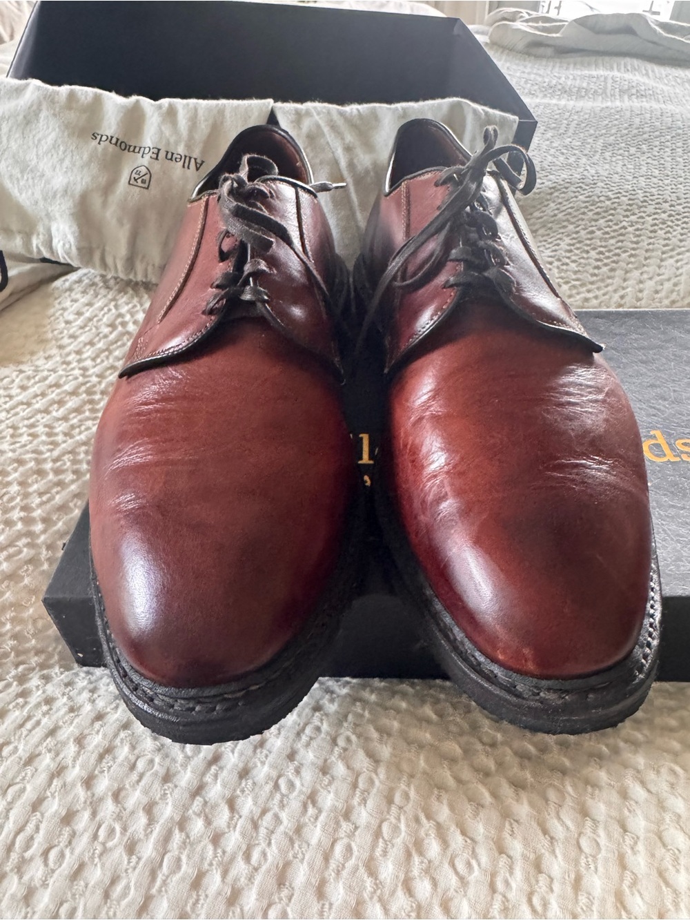 Allen Edmonds Badlands Derby 12 EEE Cognac Brown Leather Shoes USA Made - Picture 9 of 13